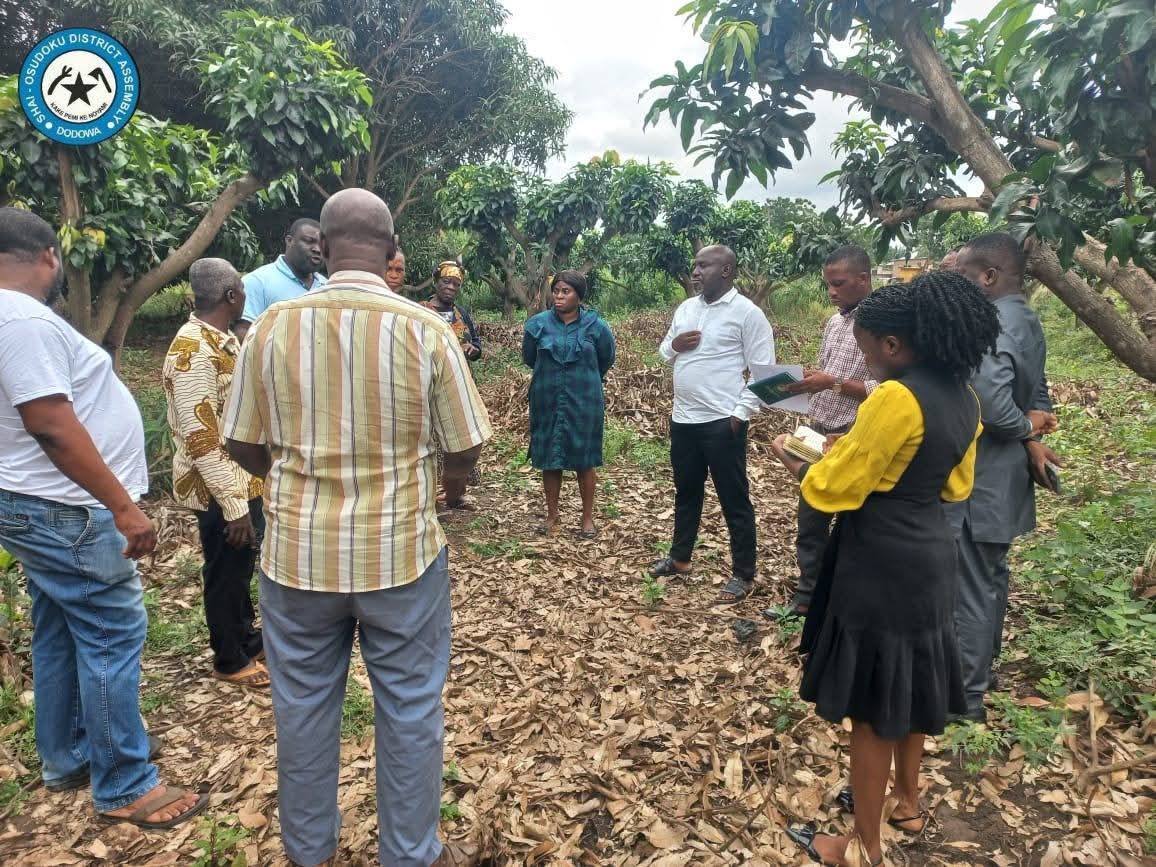 A DELEGATION FROM SODA AND KEY STAKEHOLDERS INSPECTED THE LAND PROPOSED FOR THE LORRY STATION AT HENYUM IN DODOWA.