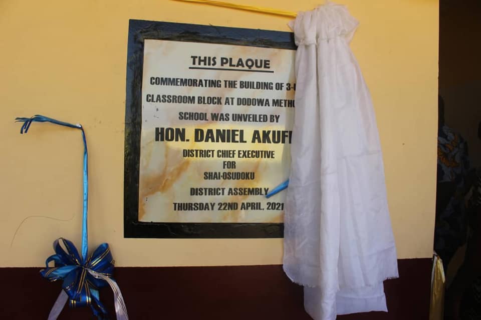 Shai-Osudoku District Assembly Commissions Classroom Blocks at Four Venues in the District, District Chief Executive(DCE)of the Shai-Osudoku District Assembly Hon. Daniel Akuffo 
