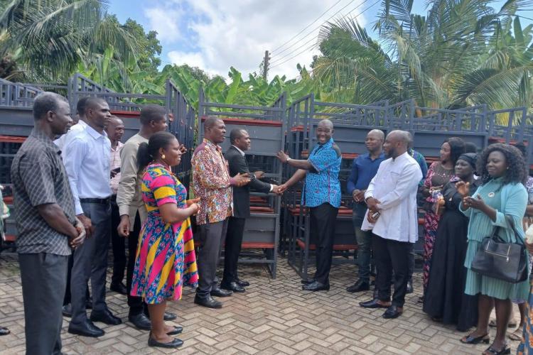 DCE OFFICIALLY HANDS OVER 400 DESKS TO BASIC SCHOOLS IN THE SHAI-OSUDOKU DISTRICT.